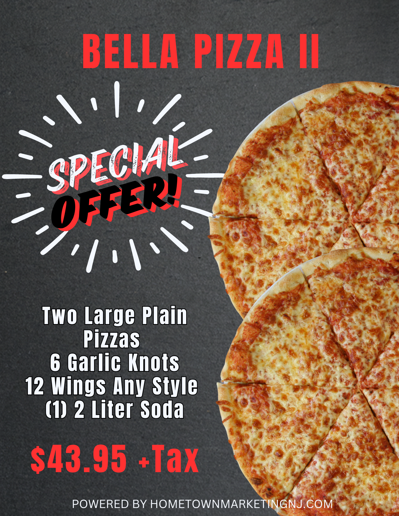 Bella Pizza Two Pizza special 7162024